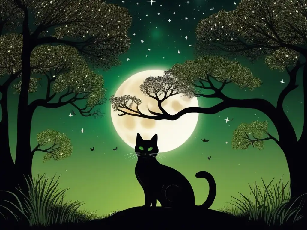 Gatos negros y la luna: simbolismo nocturno, misterio y magia