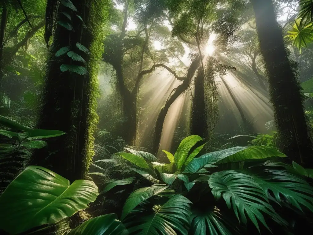 Los chaneques en la selva amazónica: un bosque mágico con seres etéreos y colores vibrantes