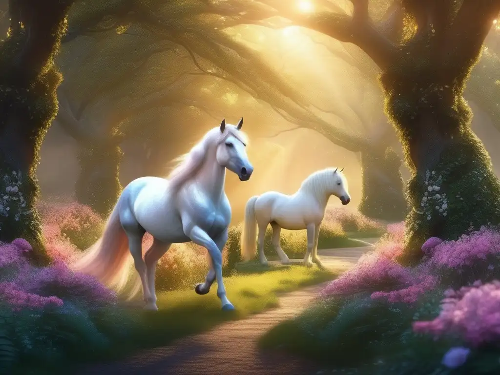 El mágico unicornio en el bosque Simbolismo unicornios en literatura moderna, imagen mágica de bosque con unicornio majestuoso