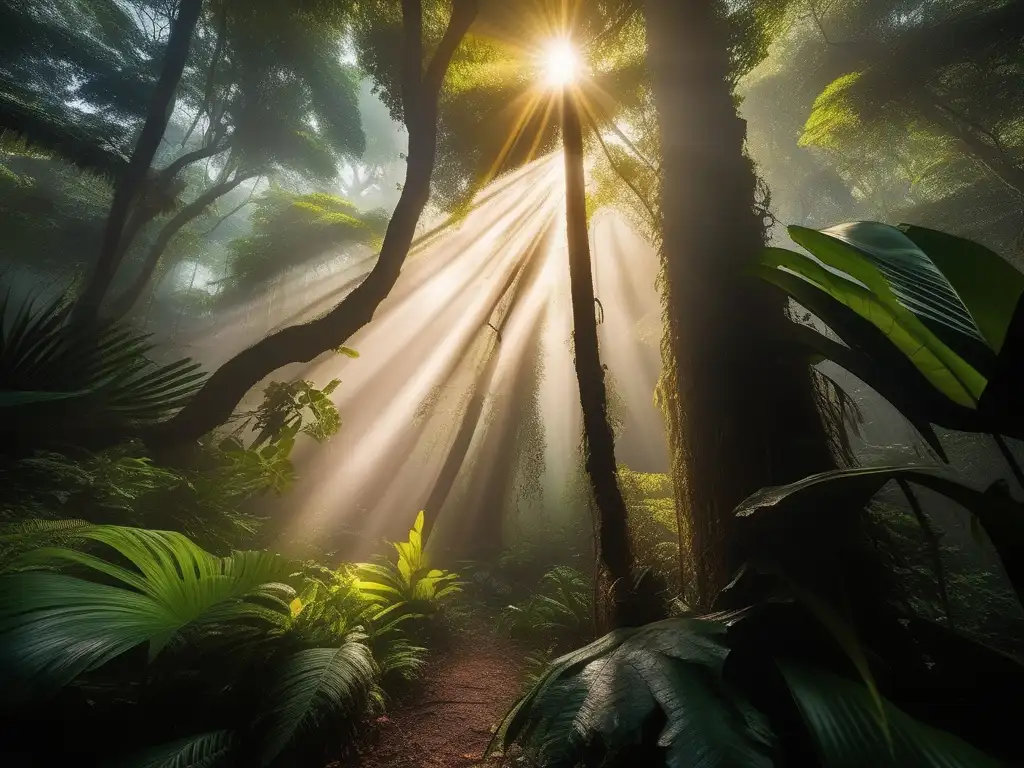 Bosque tropical mágico con criatura mítica de Vanuatu: Leyendas y criaturas míticas