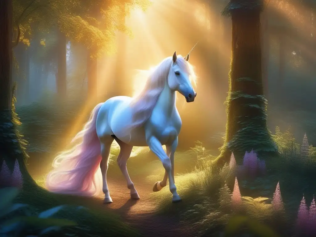 Criaturas mitológicas fascinantes del mundo: unicornio y fénix en un bosque encantado