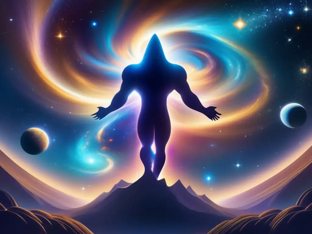 Majestuosa criatura celestial en un cosmos infinito Criatura mitológica en la ciencia ficción: majestuosidad cósmica y misterio celestial