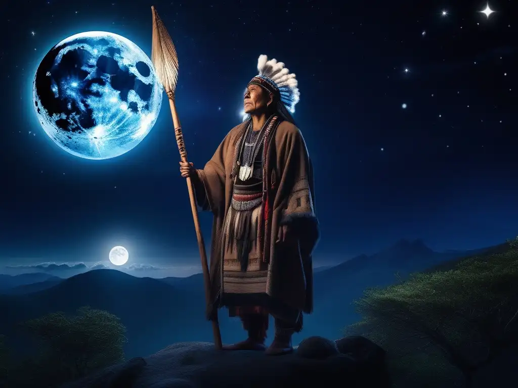 Serene noche estrellada con Mapuche: criaturas celestiales en mitología Mapuche