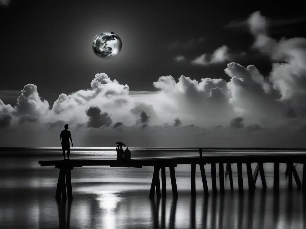 Encuentro mágico en Marshall Islands Leyendas marinas Islas Marshall ocultas: escena mágica de figura solitaria y criatura majestuosa bajo la luna