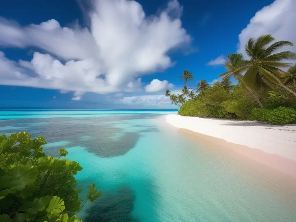 Paraíso tropical en las Islas Marshall Maravillosa vista de las aguas turquesas que rodean las Islas Marshall