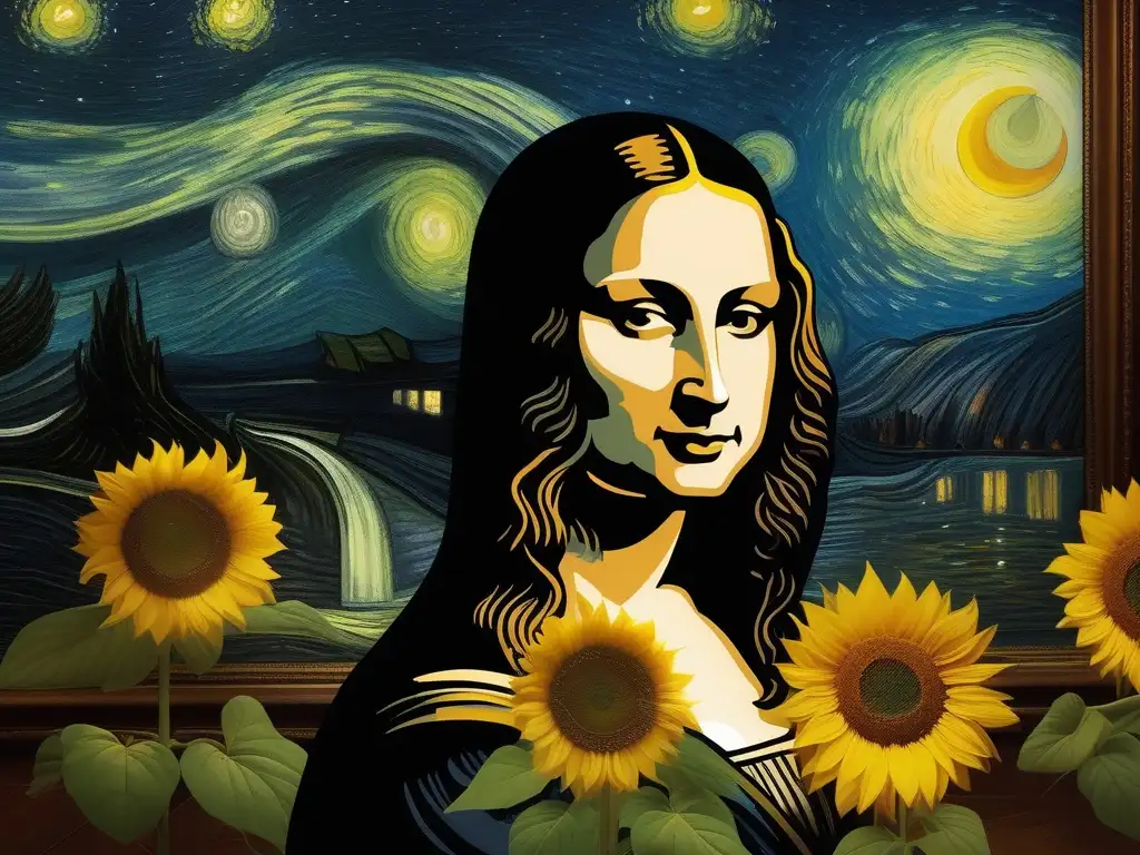 Maldiciones históricas escalofriantes: Una imagen etérea llena de misterio, con la Mona Lisa, Van Gogh y la Dama de Elche