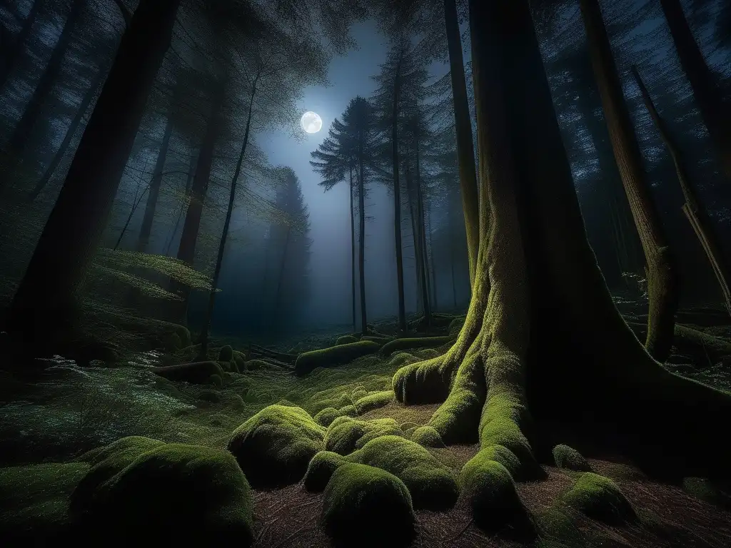 Criaturas mitológicas nocturnas: un romance lunar en el bosque