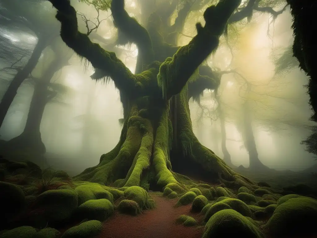 Bosque místico y encantador Escena mística de un bosque encantado con criaturas del folclore eslavo