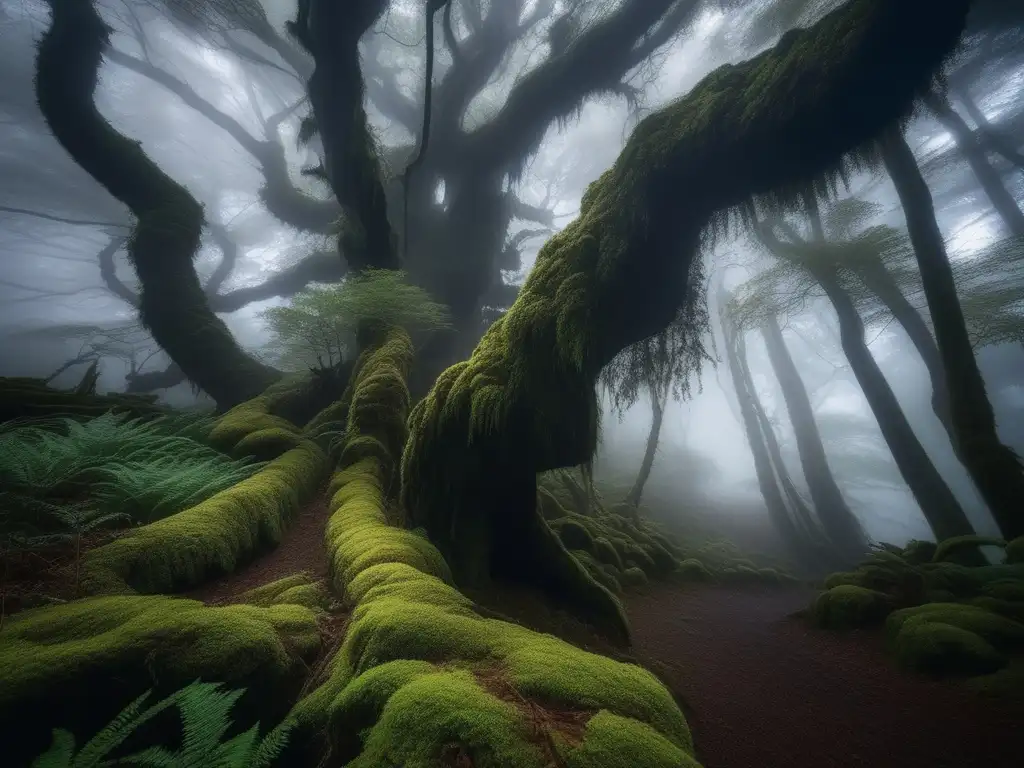 Imagen de un bosque misterioso en Japón con un espíritu vengativo Onryō en un kimono tradicional