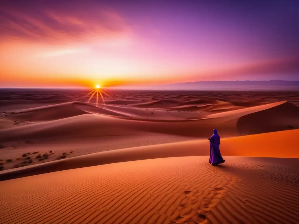 Criaturas mitológicas del Sahara al atardecer abrazadas por la magia del desierto