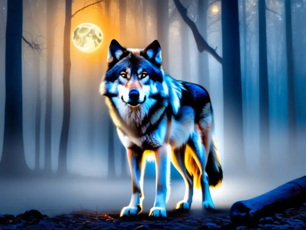 Bosque misterioso con lobo ancestral: Historia del hombre lobo ancestral