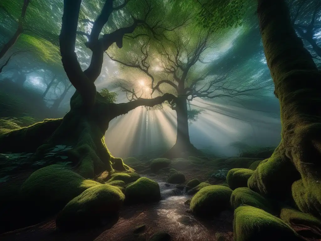 Bosque místico con deidades zorro en Japón