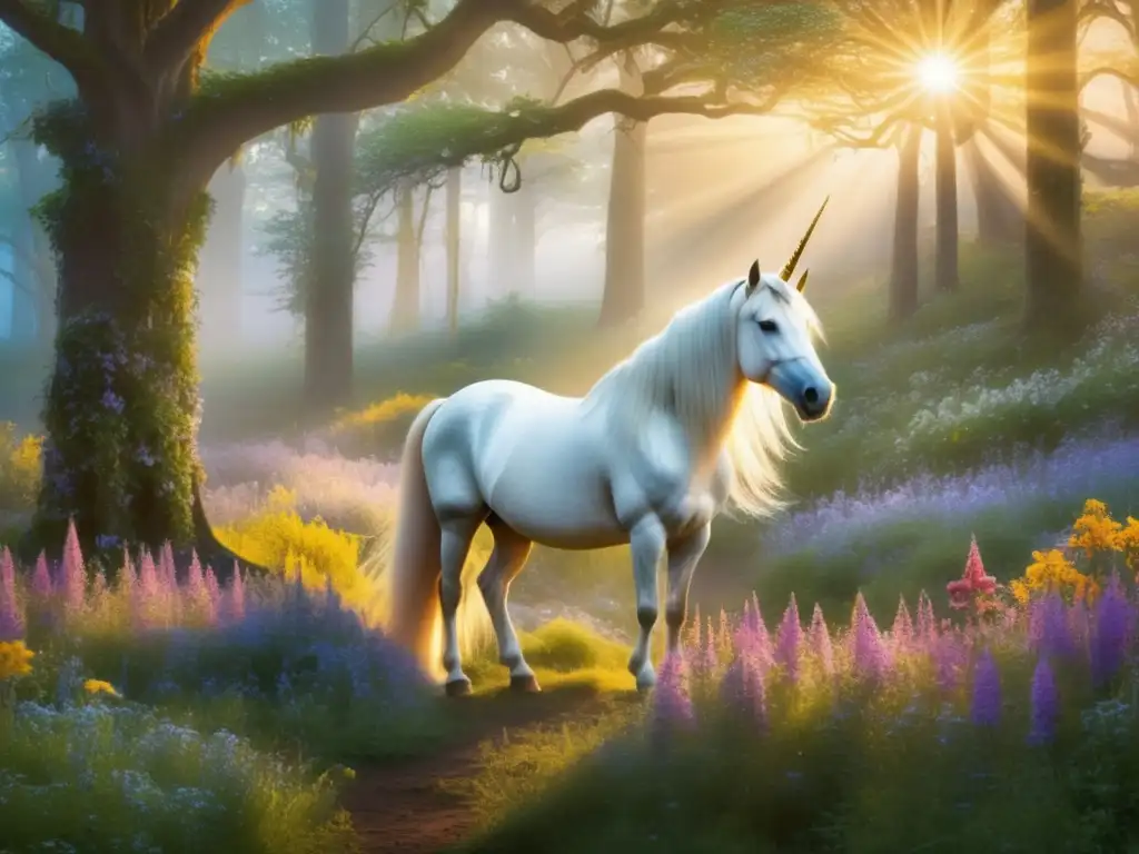 Majestuoso unicornio en bosque místico: rituales de protección contra criaturas legendarias revelados