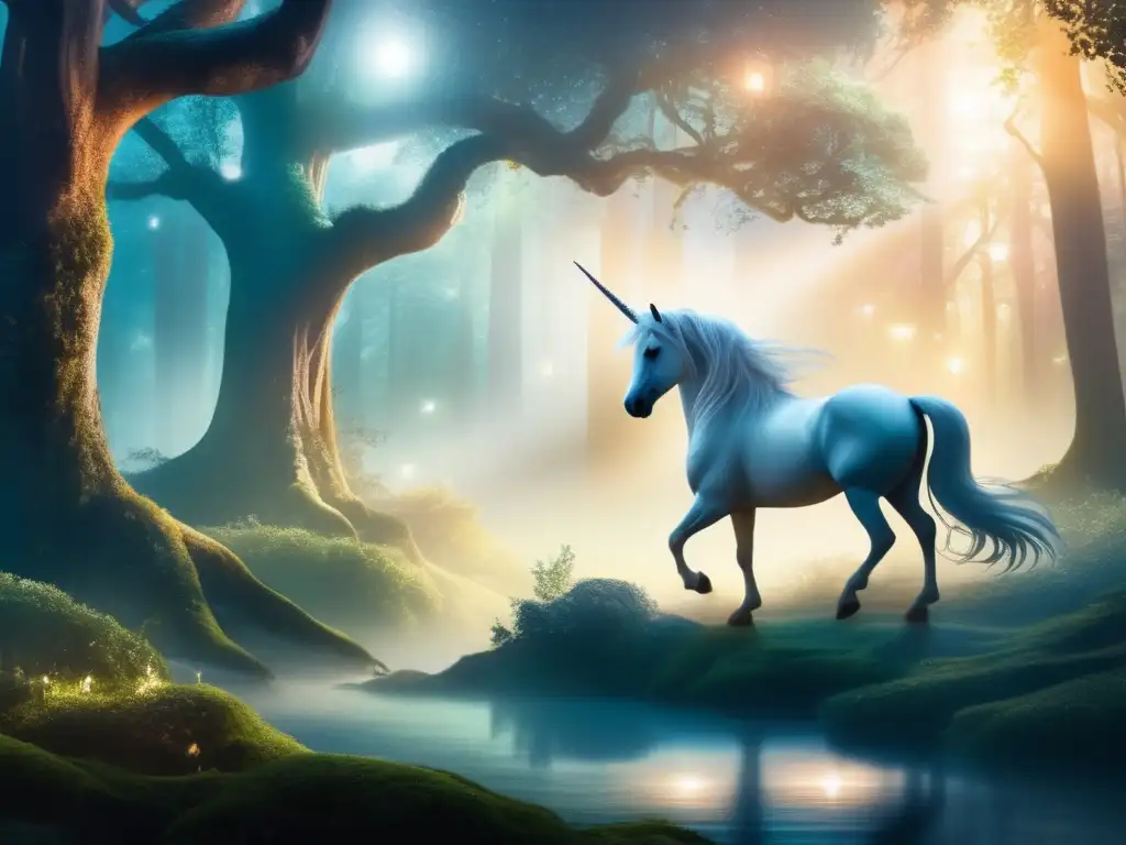 Bosque místico iluminado por la luna Criaturas míticas en el Señor de los Anillos en un místico bosque iluminado por la luna