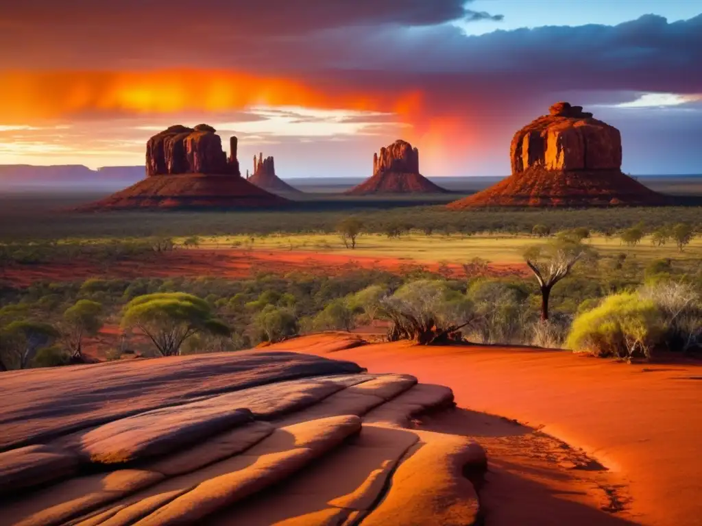 Paisaje místico en Outback Australiano: Mitología Australiana: Dioses del Fuego y la Tierra