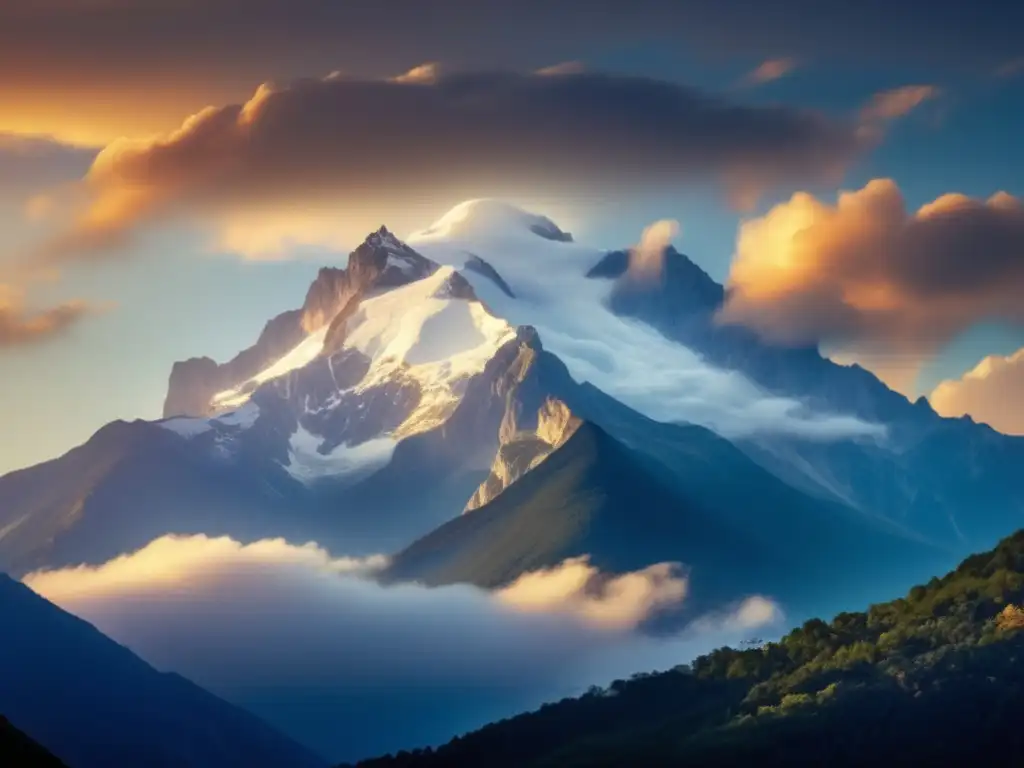 Montaña de los dioses olímpicos rodeada de criaturas legendarias