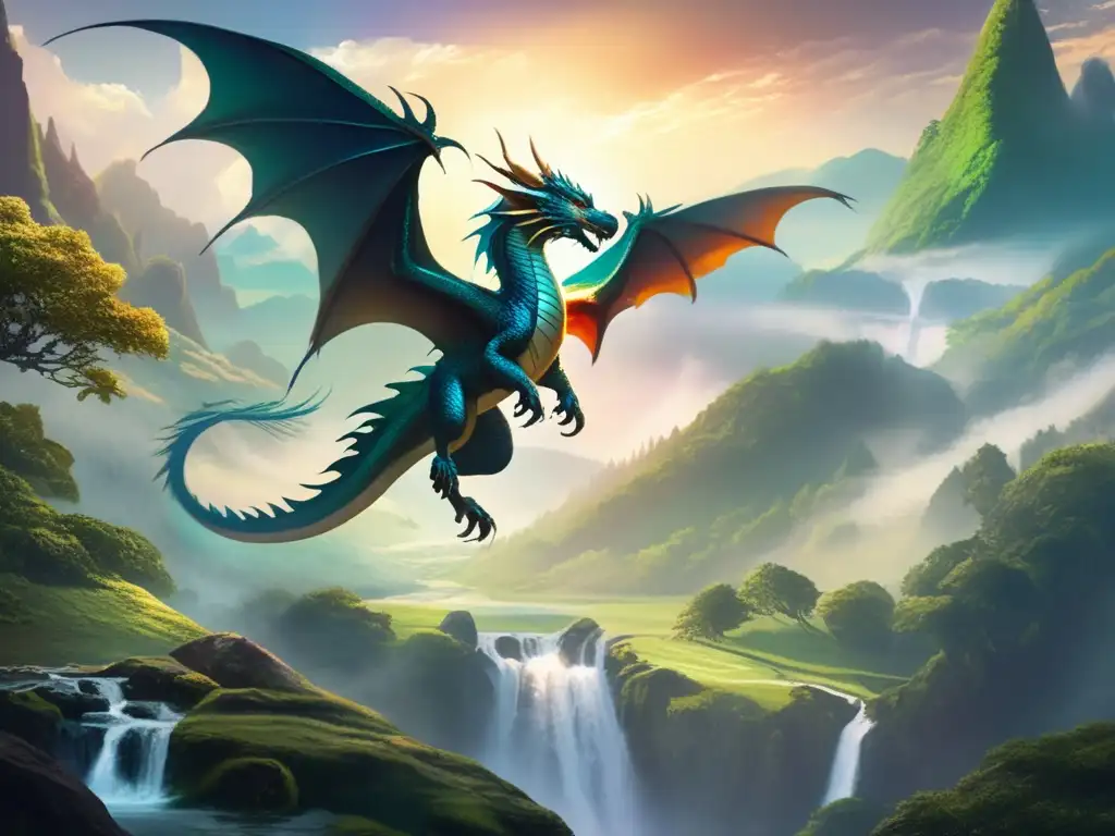 Seres míticos en videojuegos: Guía completa con dragon, unicornio, grifo y fénix en paisaje mágico