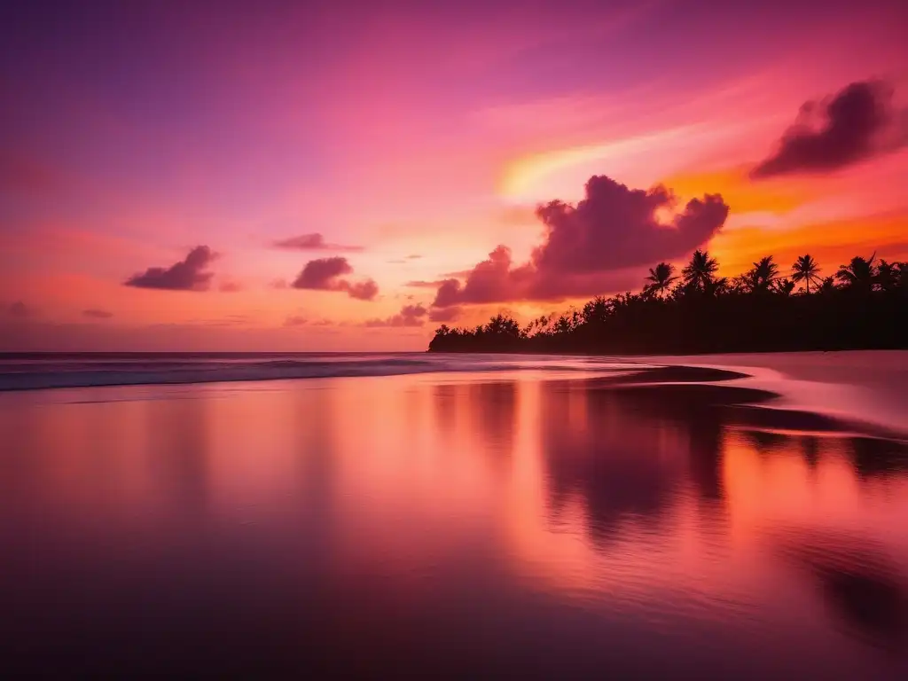 Leyendas místicas de Oceanía: seres mitológicos en un atardecer tropical de ensueño