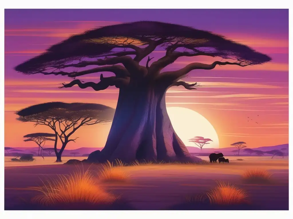 Paisaje africano al atardecer