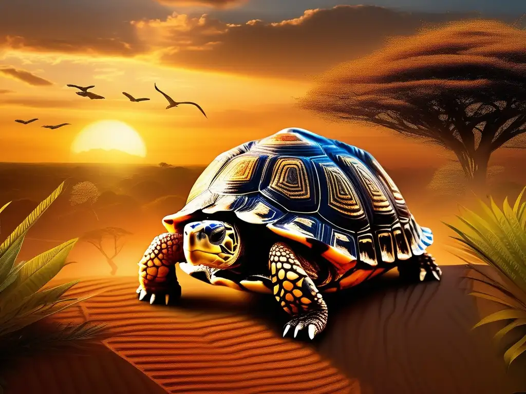 Paisaje africano con tortuga dios enigmático