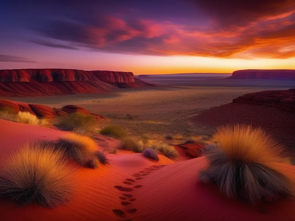 Paisaje místico con espíritus y naturaleza en mitología australiana