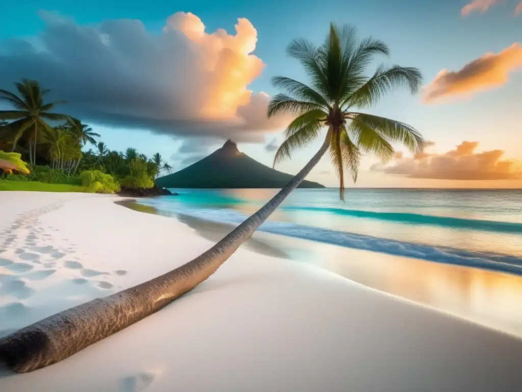 Playa aislada en el Pacífico Sur, conexión hombre naturaleza leyendas Oceanía