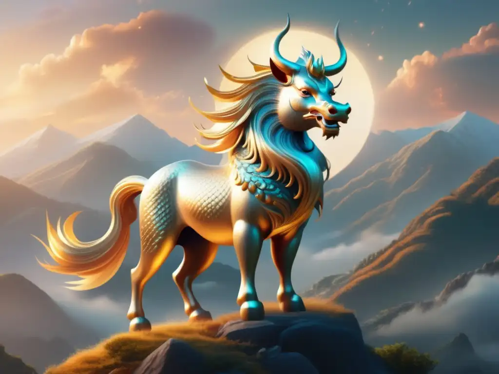 Qilin mítico protector, símbolo de prosperidad y sabiduría en la mitología asiática-