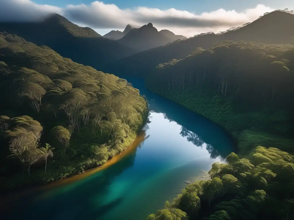 Espíritus de ríos y montañas australianas en un paisaje 8k impresionante