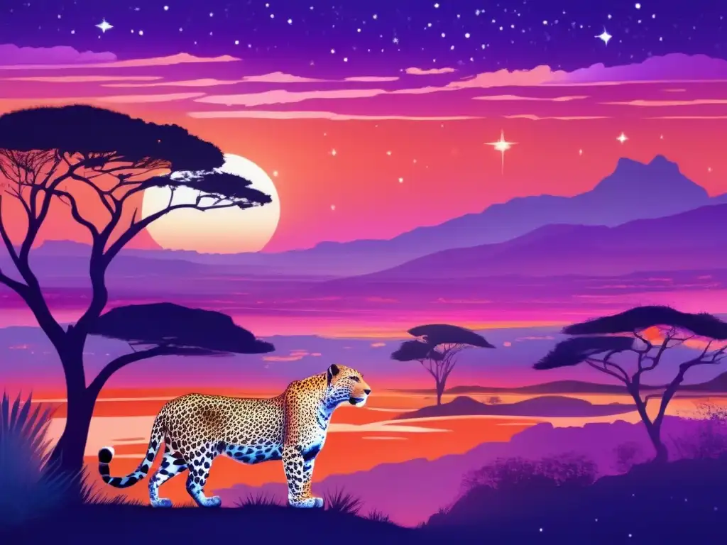 Dios leopardo en África ancestral, majestuoso y misterioso