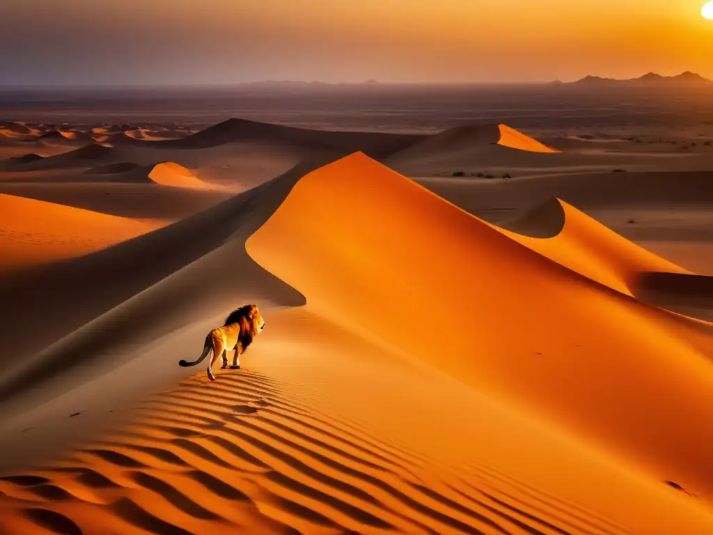 Criaturas mitológicas del desierto Sahara al atardecer