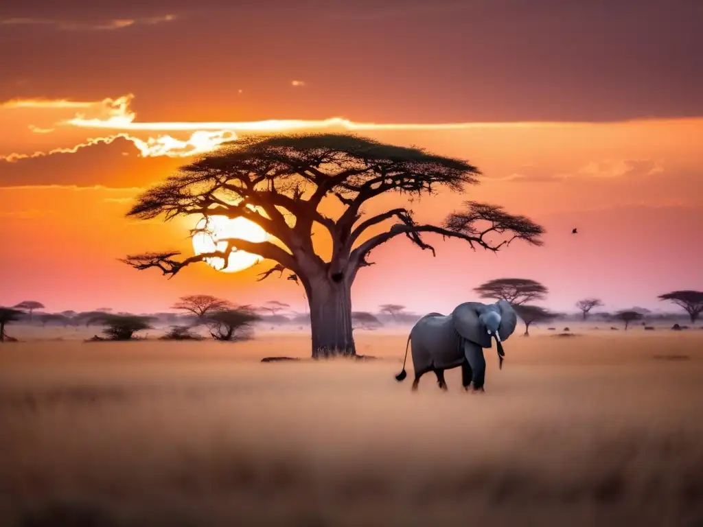 Criaturas mitológicas africanas fascinantes en una imagen etérea y soñadora de la vasta sabana africana al horizonte