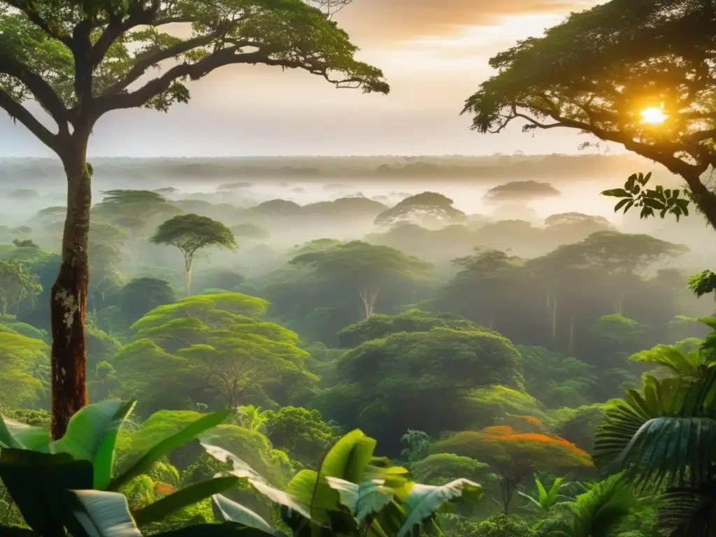 Pájaro Campana Selva Paraguaya: Bosque tropical vibrante con árboles altos, vegetación exuberante y aves majestuosas