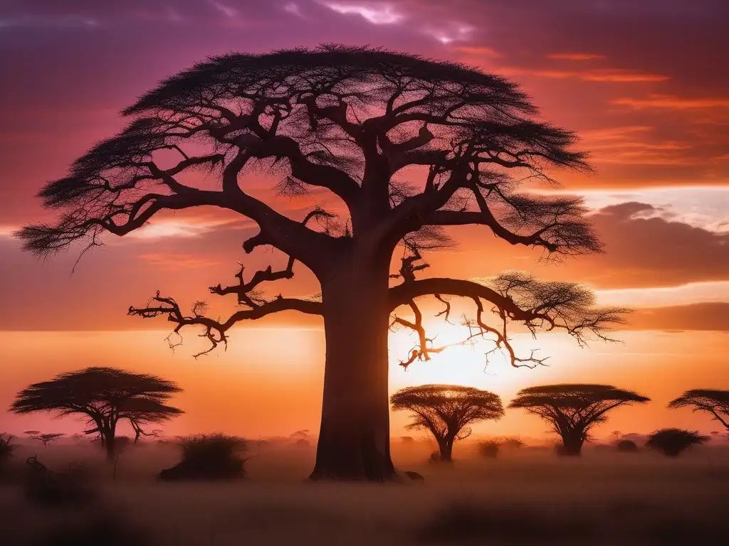 Paisaje africano al atardecer: Espíritus de la Naturaleza en África