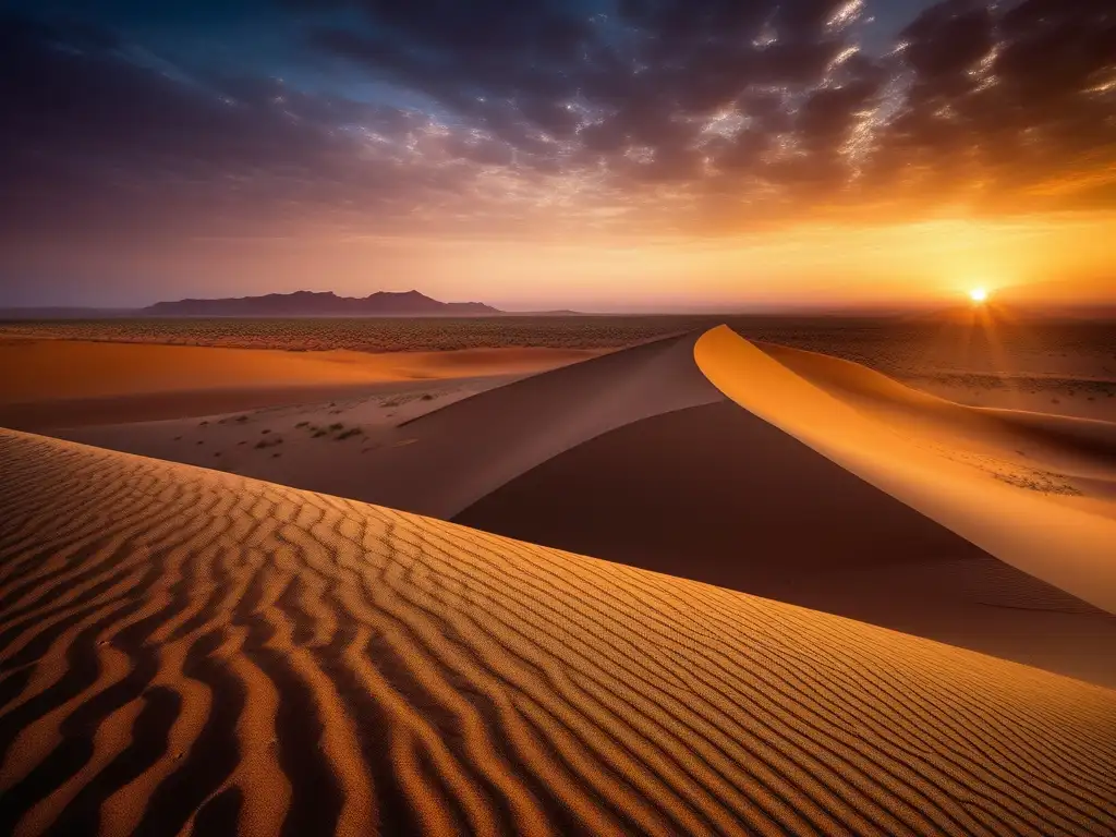 Criaturas mitológicas africanas: Guardianes del Desierto - Majestuoso Sahara Serpent en un atardecer dorado