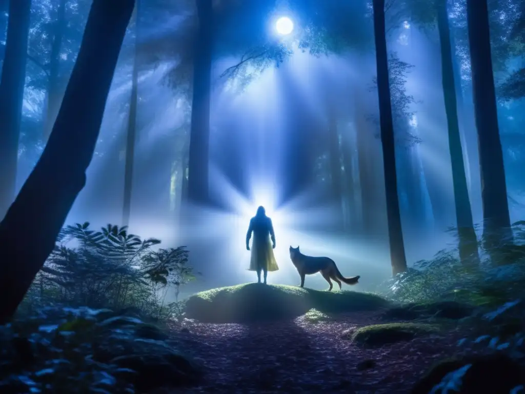 Los cambiaformas en el cine: Transformación mística de un ser entre humano y animal en un bosque iluminado por la luna