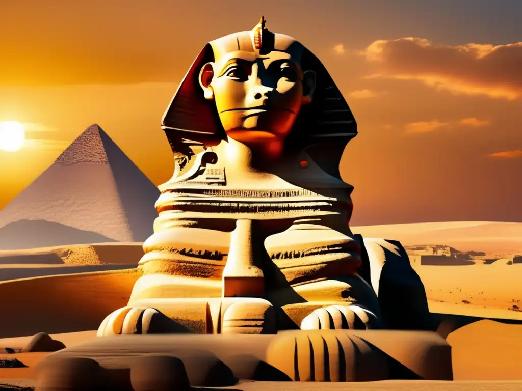 Esfinges andróginas en la mitología egipcia: la majestuosidad del Sphinx de Giza, iluminado por el sol y envuelto en misterio