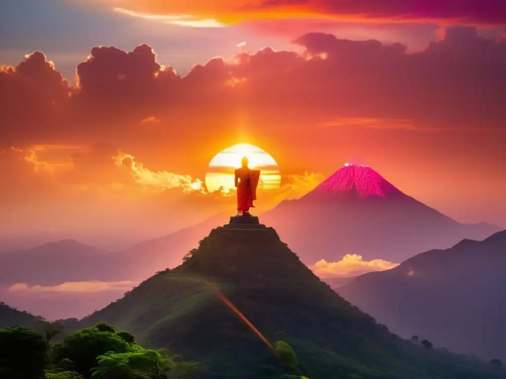 Surya, dios sol hindú, en majestuoso paisaje con criaturas mitológicas - Cuentos de criaturas mitológicas