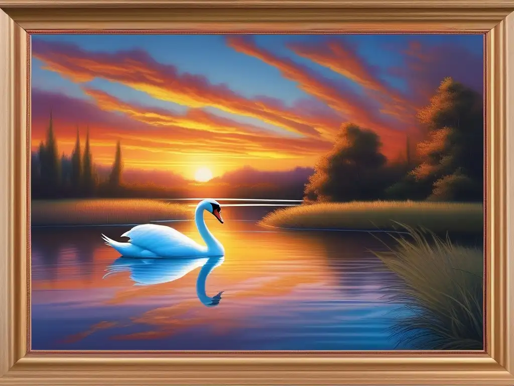 Cisne Mitología Lakota Celestial en lago al atardecer