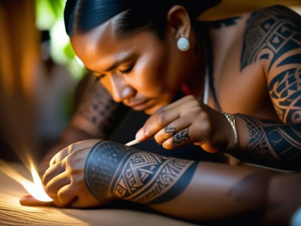 Ritos y misticismo de Tuvalu: Tatuador Tuvaluan crea patrones intrincados en la piel