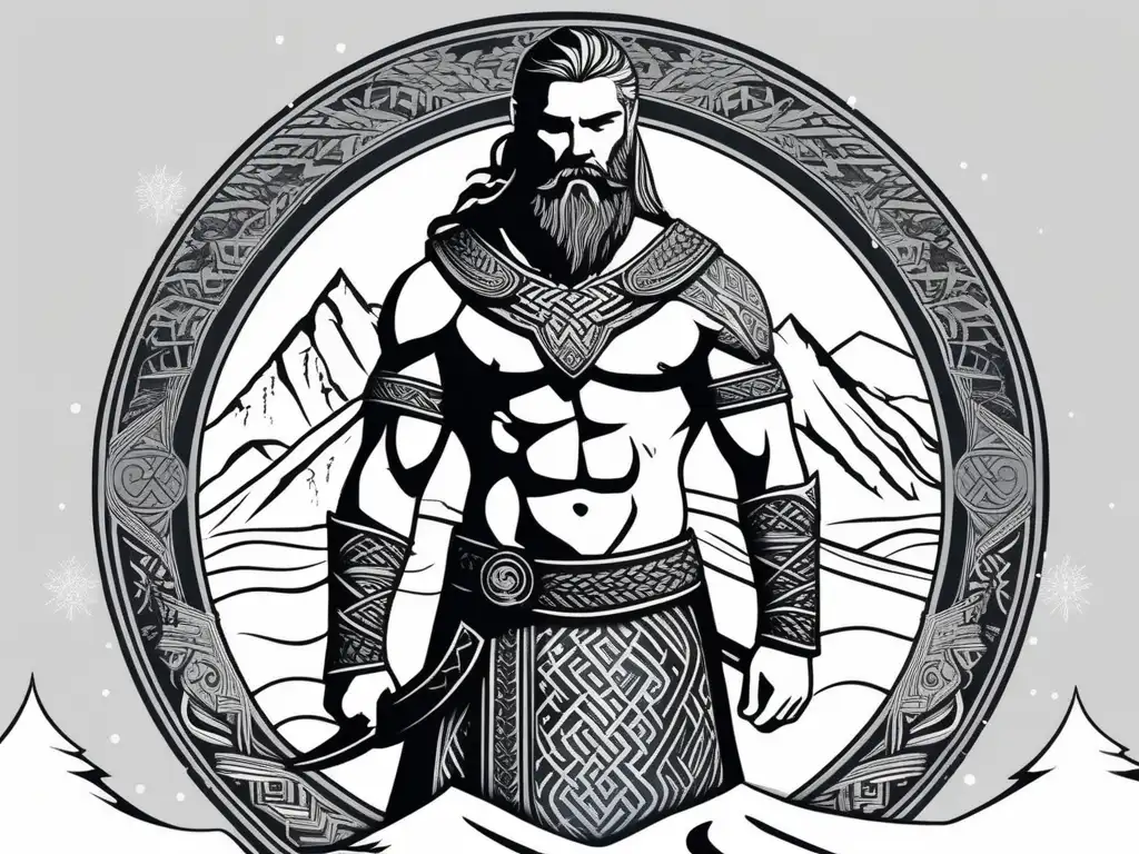 Tatuajes vikingos inspirados en la mitología nórdica - Vikingo orgulloso con tatuajes y aurora boreal