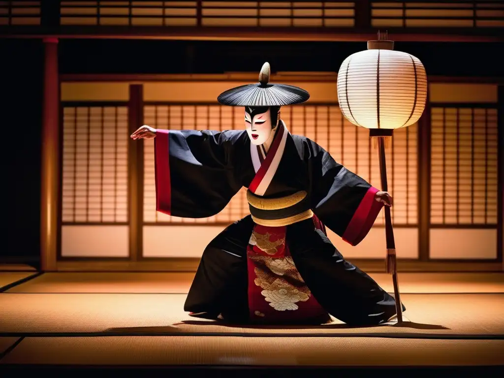 Escena hipnotizante teatro Noh, arte japones yōkai y obake -