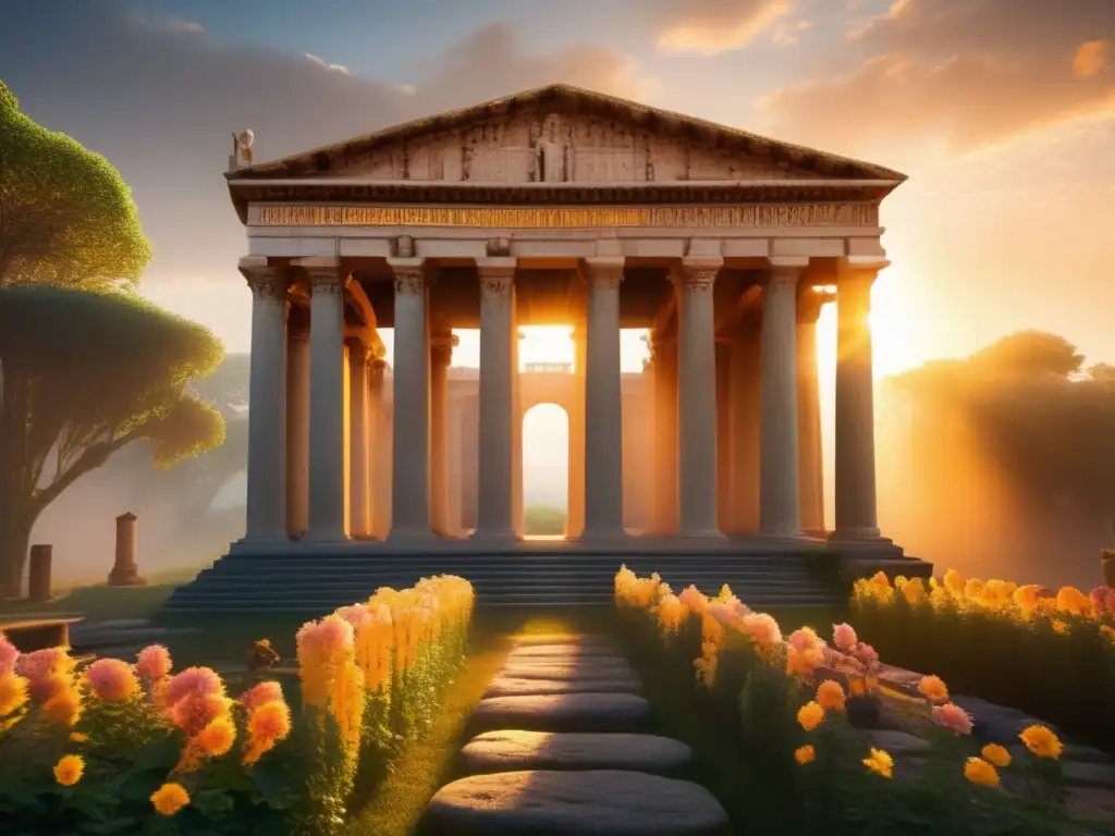 Templo romano al amanecer Culto al Sol Invicto en Roma: Templo romano al amanecer