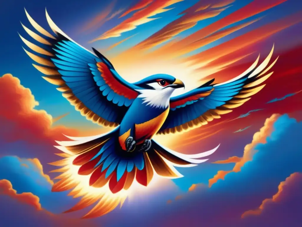 Criaturas mitológicas tribu Choctaw: Thunderbird volando en cielo fascinante