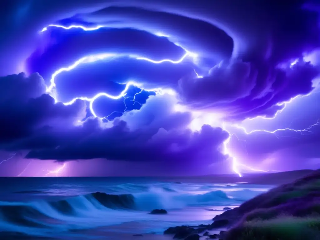 Serpiente de tormenta en cielo violeta: místico y poderoso