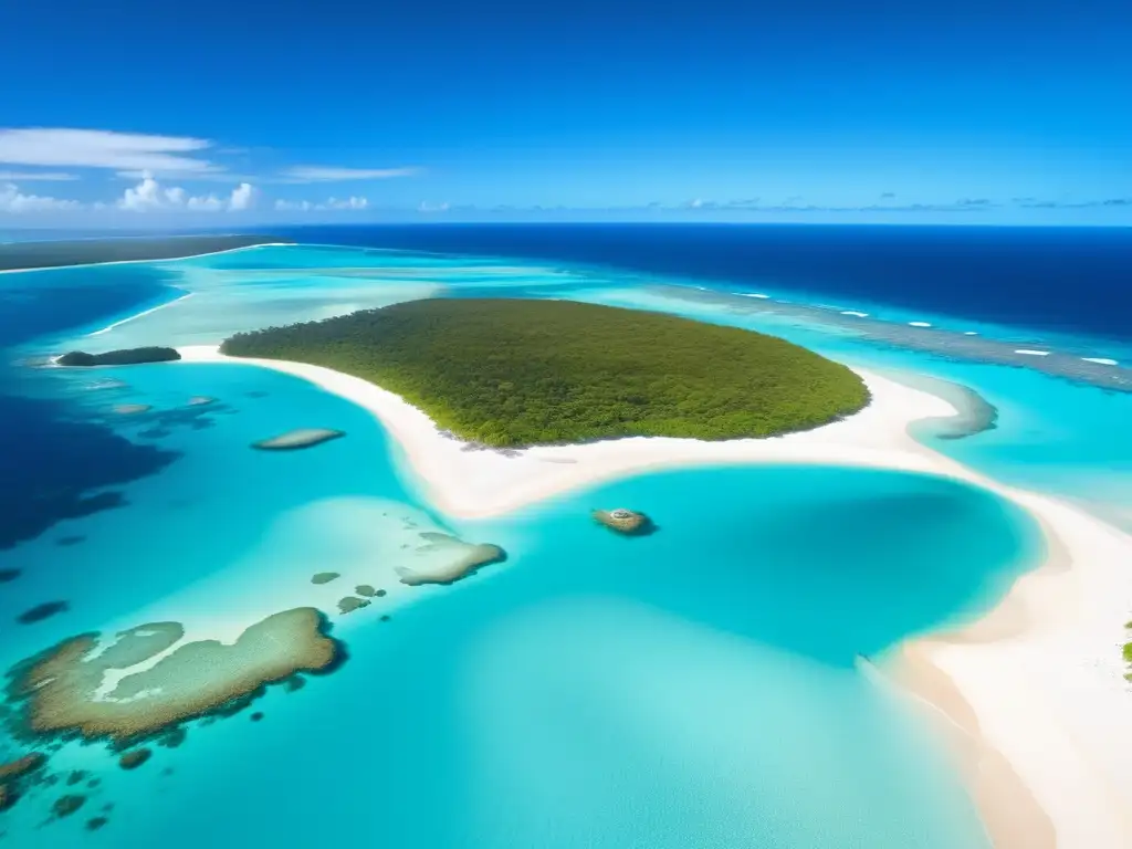 Escena etérea en una isla tropical de Oceanía con guardianes, tradición oral y belleza natural