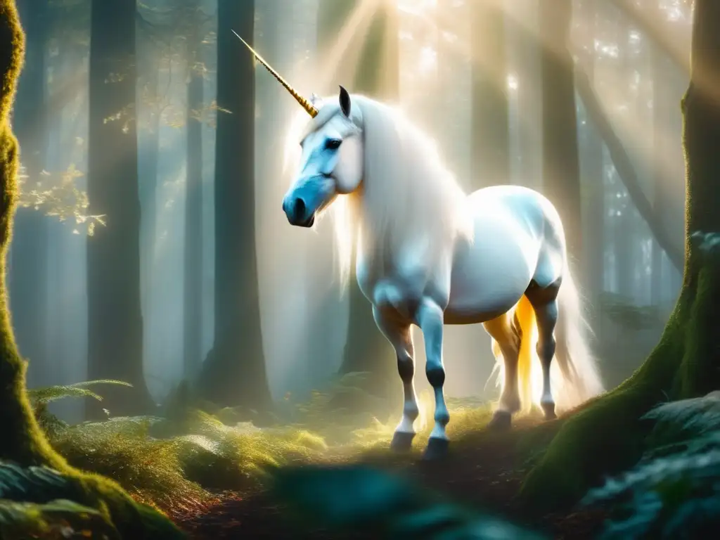 Criaturas legendarias en la narrativa contemporánea - Unicornio blanco, dragón poderoso, fénix ardiente, hadas danzantes en mágico bosque