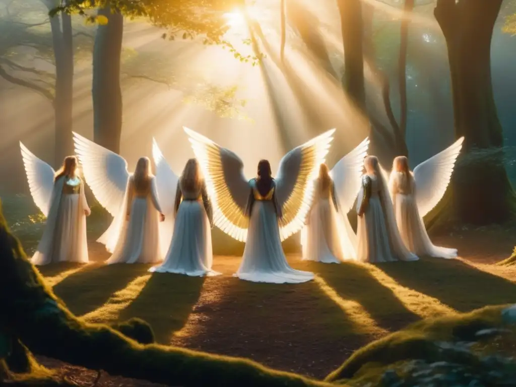 Valkirias en el bosque neblinoso Valquirias en la mitología nórdica, guerreras aladas
