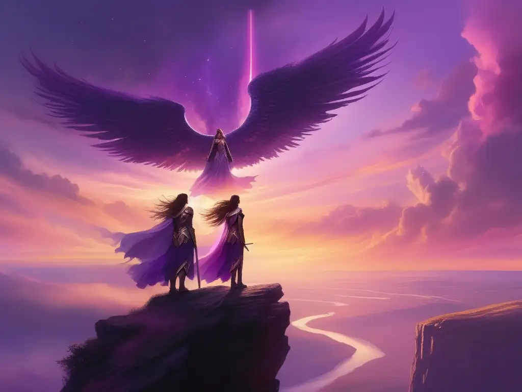 Valkyries divinas en paisaje místico Valquirias aladas en paisaje místico: mitología nórdica