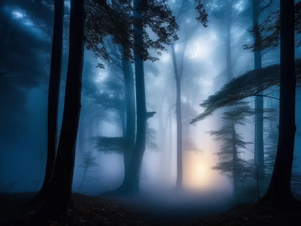 Bosque nocturno encantador con vampiress y lobos - Mitología nocturna criaturas misteriosas